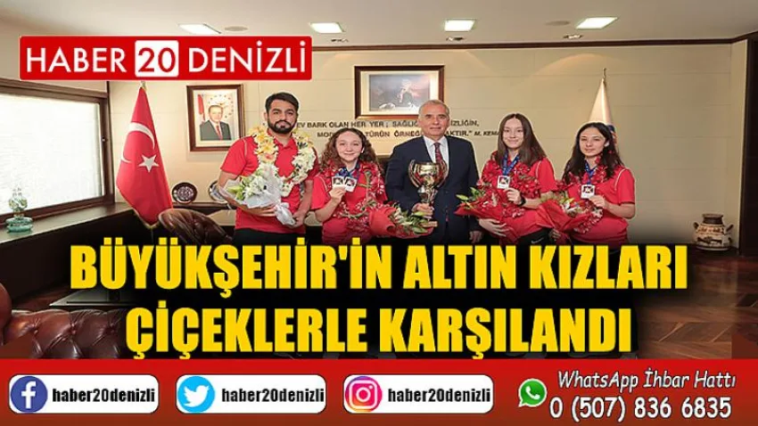 Büyükşehir'in altın kızları çiçeklerle karşılandı