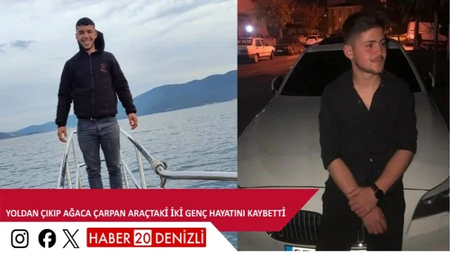 Yoldan çıkıp ağaca çarpan araçtaki iki genç hayatını kaybetti