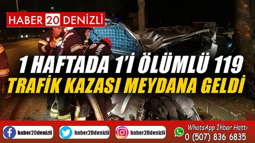 1 haftada 1’i ölümlü 119 trafik kazası meydana geldi