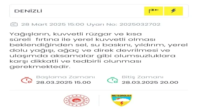 Denizli Bayramını Yağışlı Geçirecek