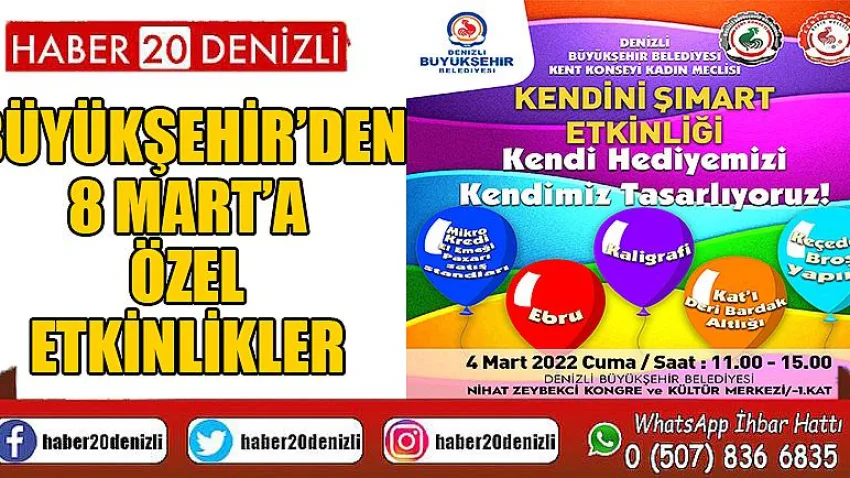Büyükşehir’den 8 Mart’a özel etkinlikler