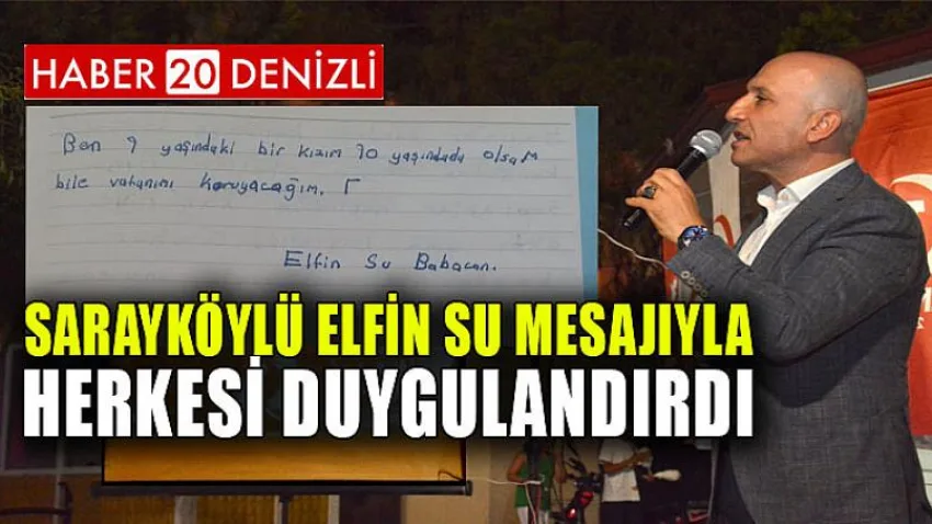 Sarayköylü Elfin Su mesajıyla herkesi duygulandırdı