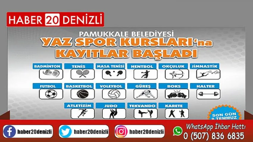 Pamukkale Belediyesi yaz spor kurslarına kayıtlar başladı