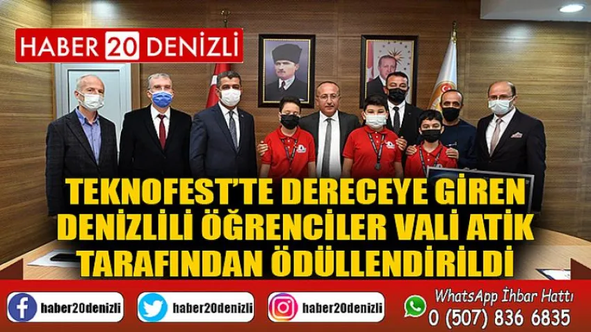 TEKNOFEST’te dereceye giren Denizlili öğrenciler Vali Atik tarafından ödüllendirildi