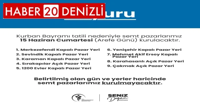 Merkezefendi’de Arefe Günü Kurulacak Semt Pazarları Belirlendi