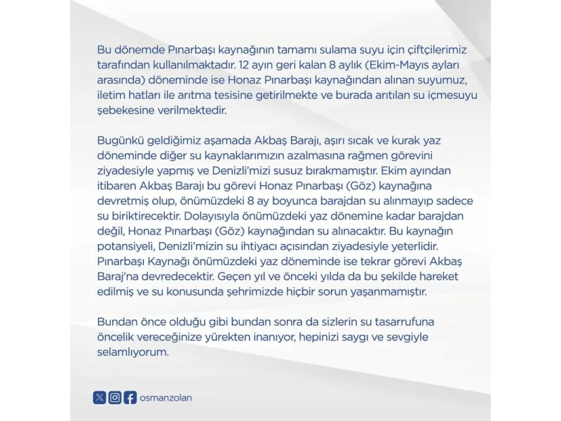 Eski başkan Zolan Akbaş Barajı hakkında açıklama: "Denizli'nin 50 yıl su sorunu yoktur"