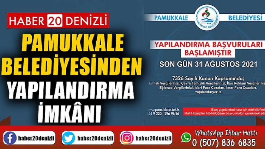 Pamukkale Belediyesinden Yapılandırma İmkânı