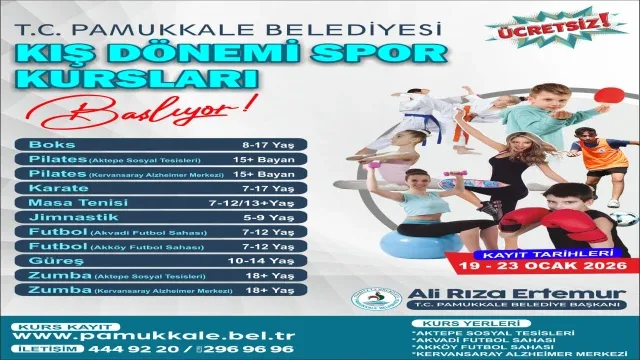 Pamukkale Belediyesi Spor Kurslarında Yeni Kayıt Süreci Başladı