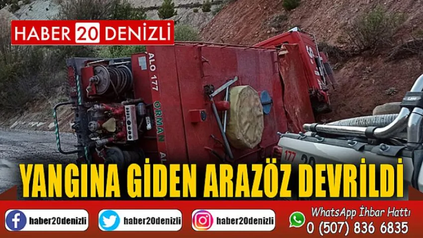 Yangına giden arazöz devrildi