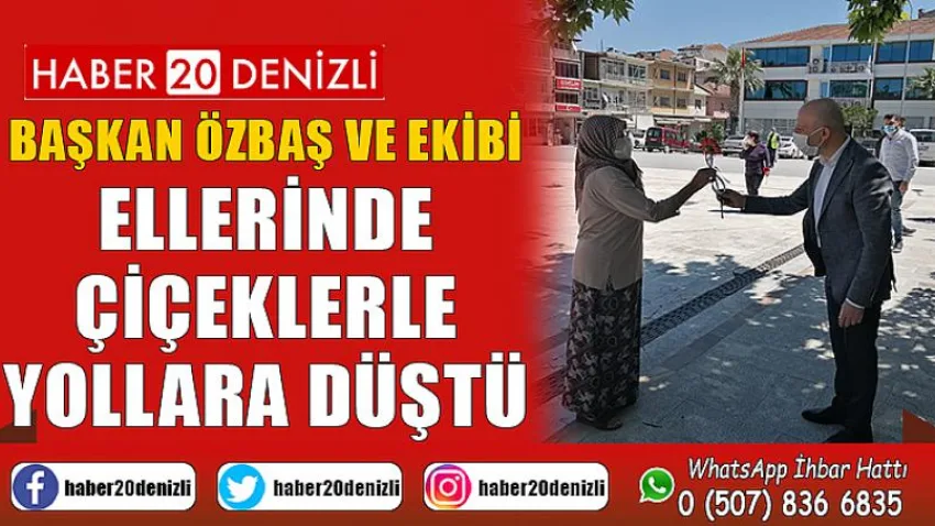 Başkan Özbaş ve ekibi ellerinde çiçeklerle yollara düştü