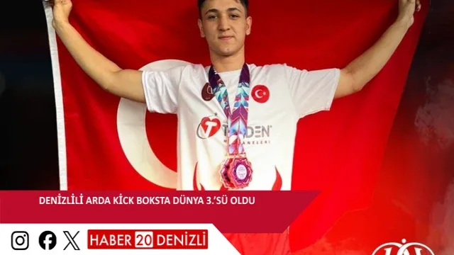 Denizlili Arda kick boksta Dünya 3.’sü oldu