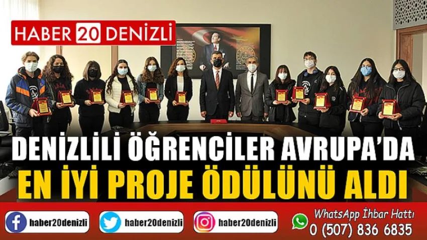 Denizlili öğrenciler Avrupa’da en iyi proje ödülünü aldı