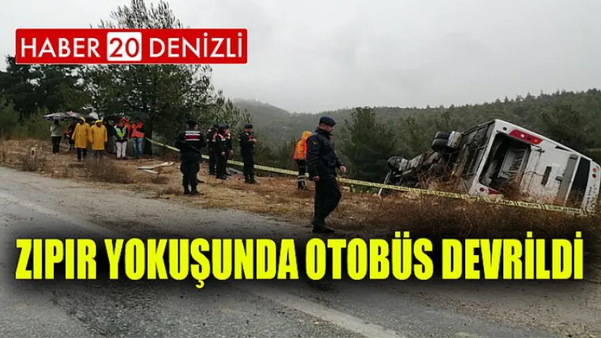Zıpır Yokuşunda Otobüs Devrildi
