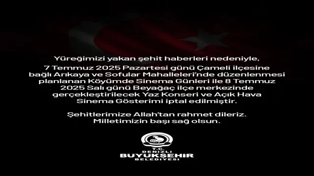Denizli Büyükşehir Belediyesi’nden şehitlerimize saygı
