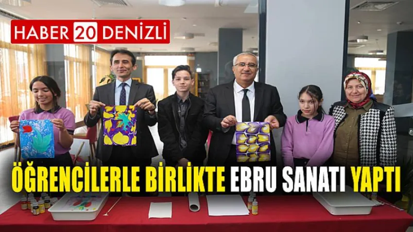 Öğrencilerle Birlikte Ebru Sanatı Yaptı