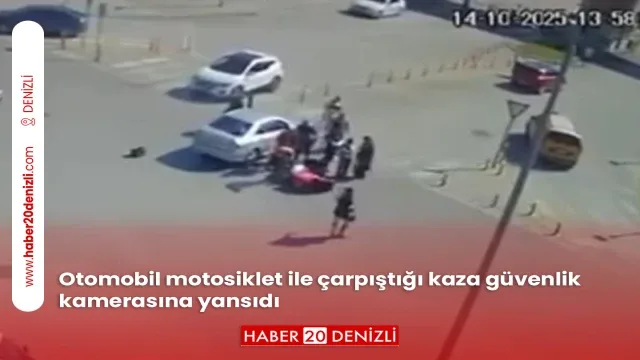 Otomobil motosiklet ile çarpıştığı kaza güvenlik kamerasına yansıdı