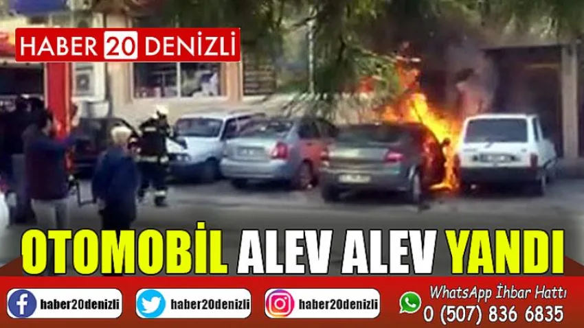 Otomobil alev alev yandı