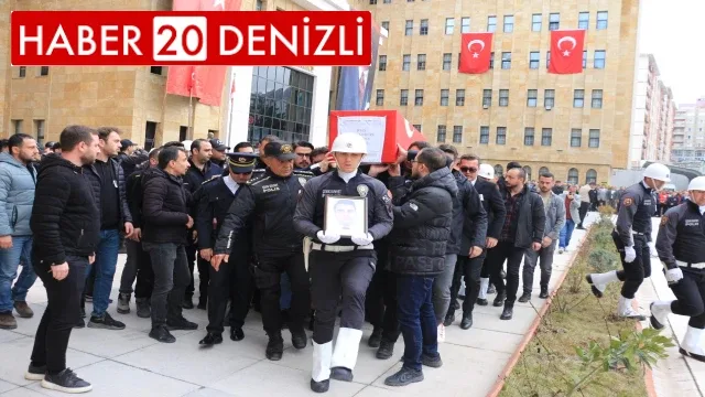 Şehit polis memurunun naaşı silah arkadaşları tarafından Denizli’ye uğurlandı
