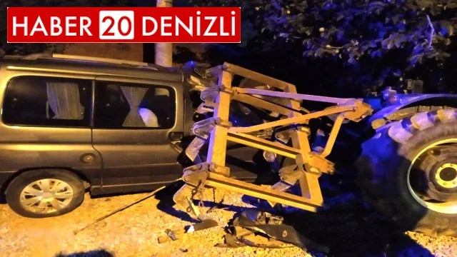 Hafif ticari araç traktöre arkadan çarptı: 3 yaralı