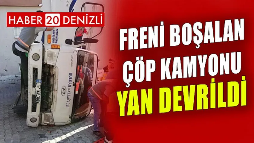 Freni Boşalan Çöp Kamyonu Yan Devrildi