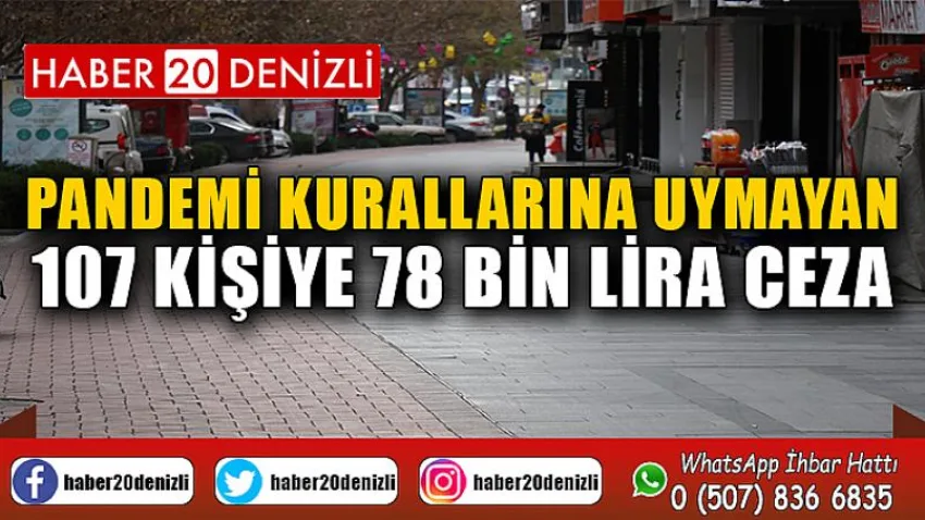 Pandemi kurallarına uymayan 107 kişiye 78 bin lira ceza