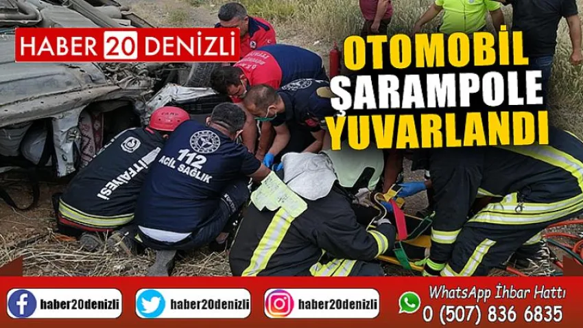 Otomobil şarampole yuvarlandı