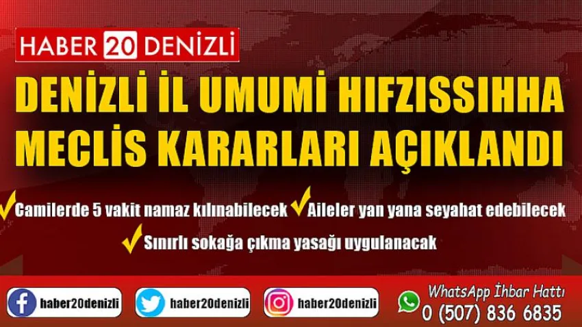 Denizli İl Umumi Hıfzıssıhha Meclis Kararları Açıklandı
