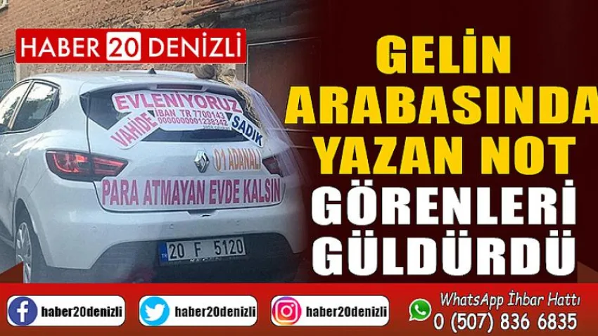 Gelin arabasında yazan not görenleri güldürdü