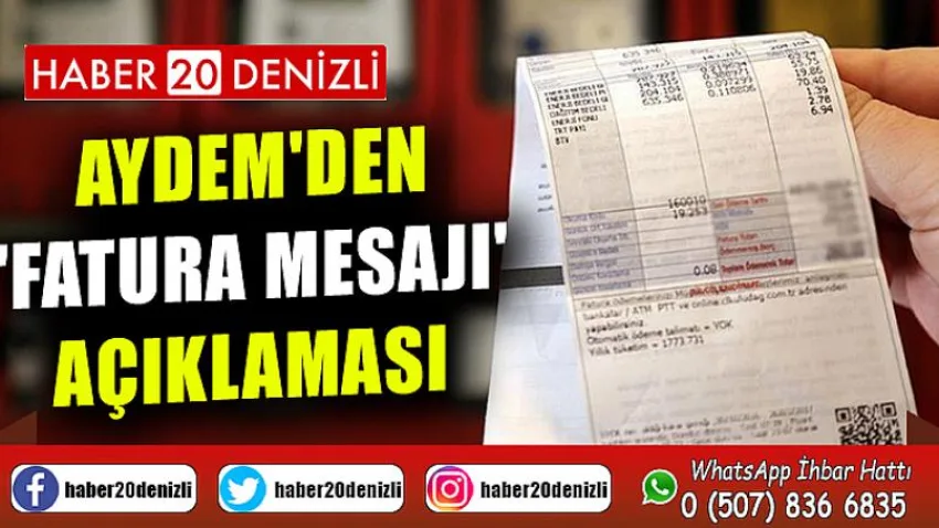 Aydem'den 'fatura mesajı' açıklaması