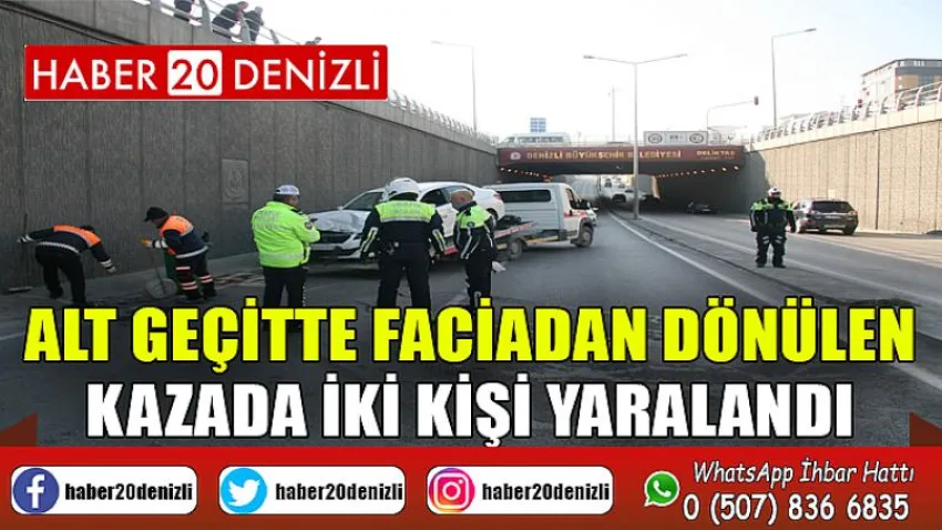 Alt geçitte faciadan dönülen kazada iki kişi yaralandı