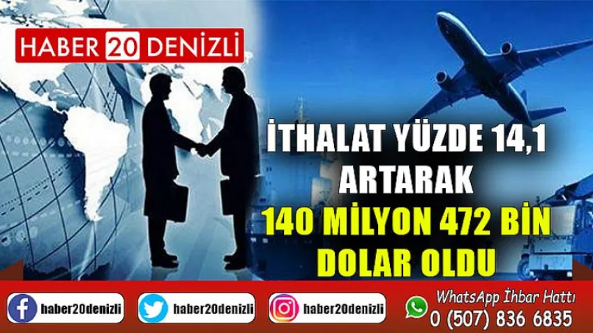 İthalat yüzde 14,1 artarak 140 milyon 472 bin dolar oldu