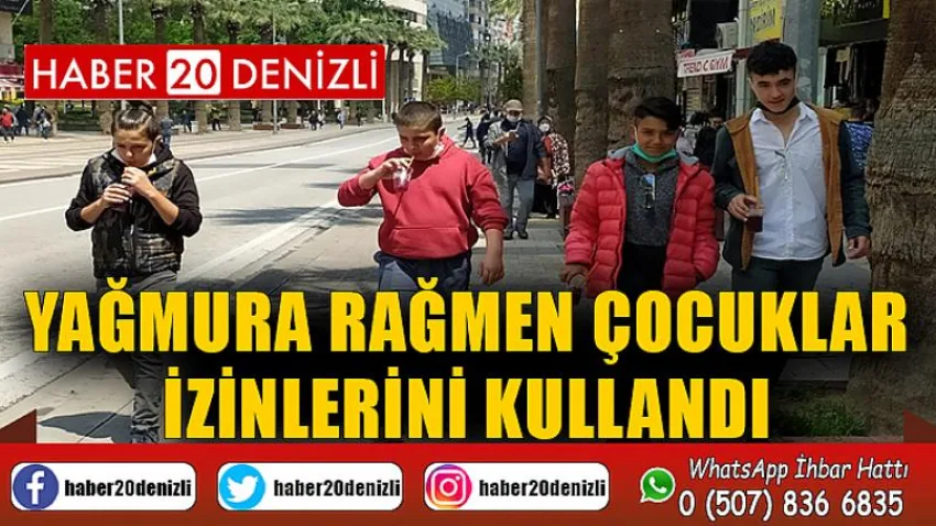 Yağmura rağmen çocuklar izinlerini kullandı
