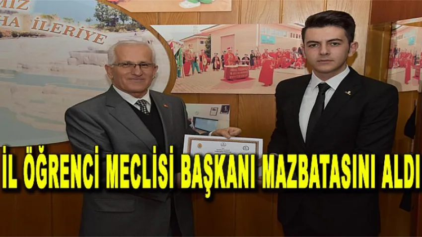 İl Öğrenci Meclisi Başkanı Mazbatasını Aldı