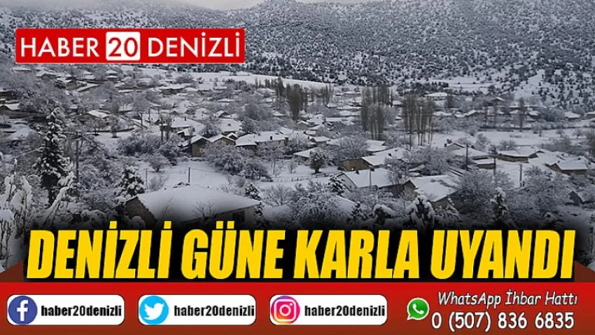 Denizli güne karla uyandı