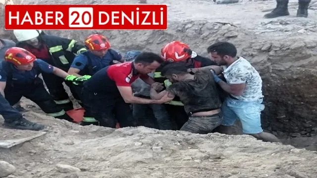 Göçük altında kalan işçi kurtarılarak hastaneye kaldırıldı