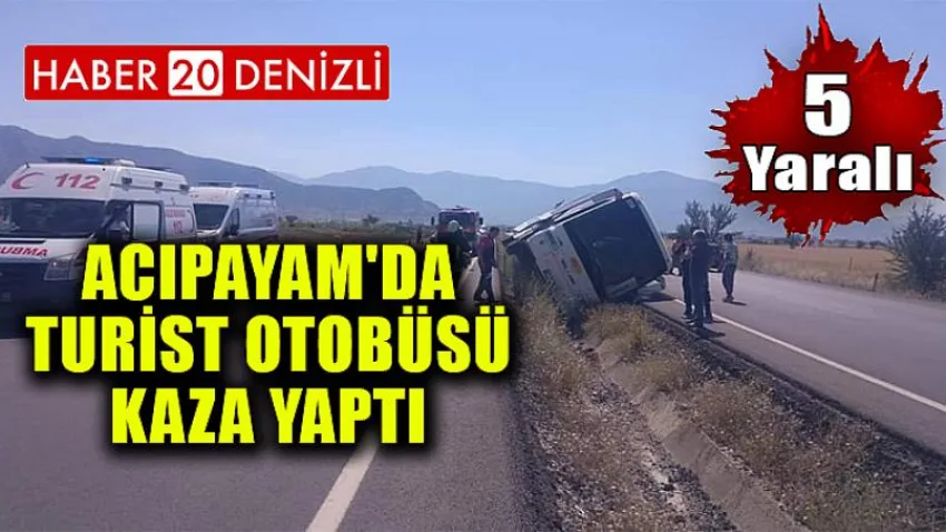Acıpayam'da Turist Otobüsü Kaza Yaptı