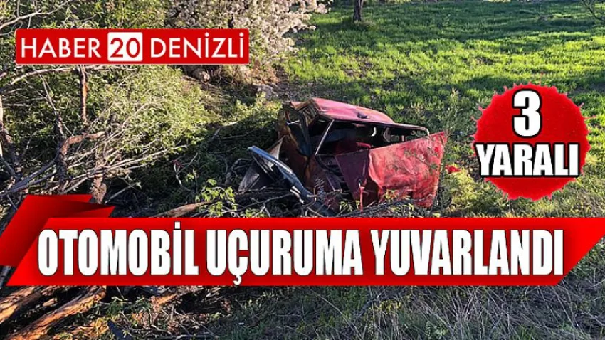 Otomobil Uçuruma Yuvarlandı:3 Yaralı