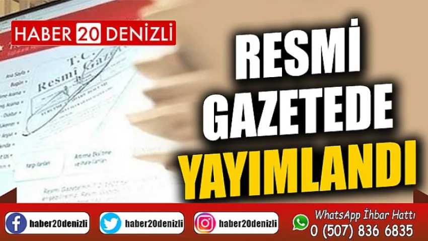 Resmi Gazetede Yayımlandı
