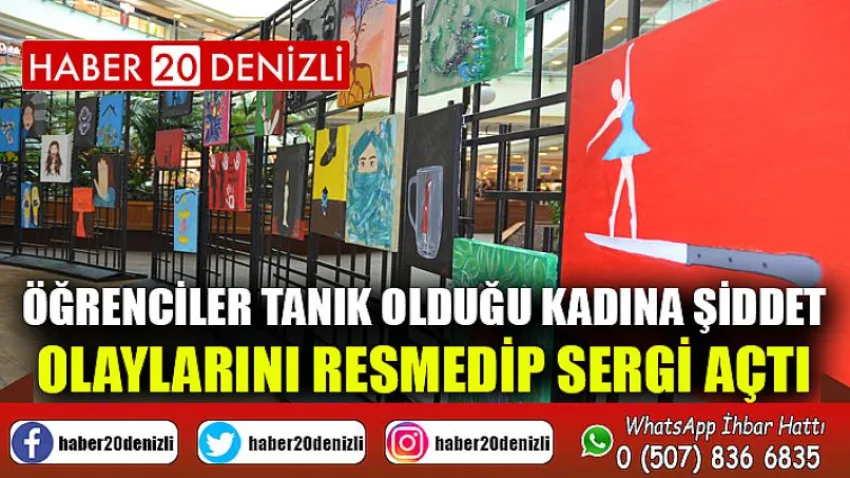Öğrenciler tanık olduğu kadına şiddet olaylarını resmedip sergi açtı