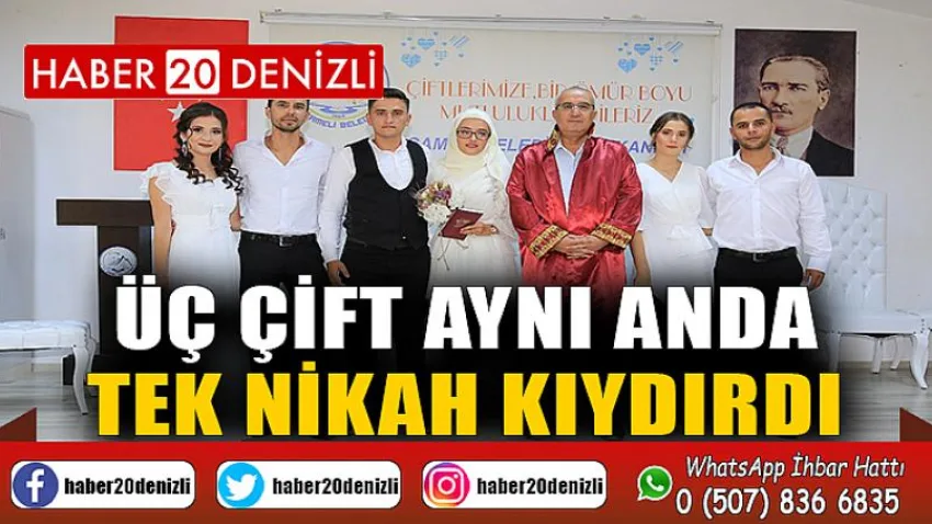 Üç çift aynı anda tek nikah kıydırdı