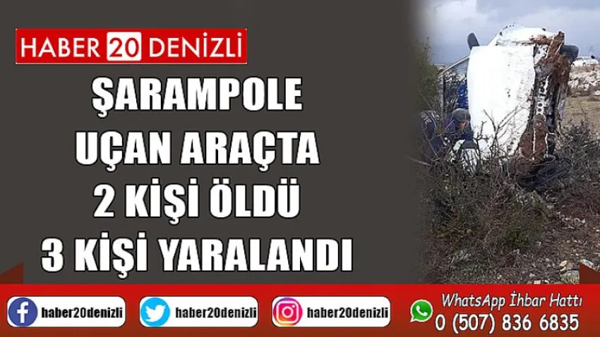 Şarampole uçan araçta 2 kişi öldü 3 kişi yaralandı