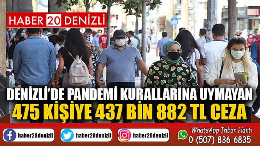 Denizli’de pandemi kurallarına uymayan 475 kişiye 437 bin 882 TL ceza