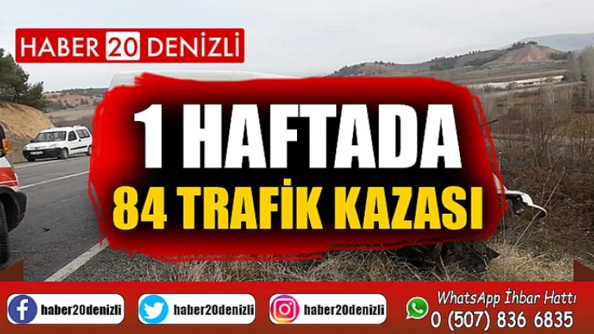 Denizli’de son 1 haftada 84 trafik kazası meydana geldi