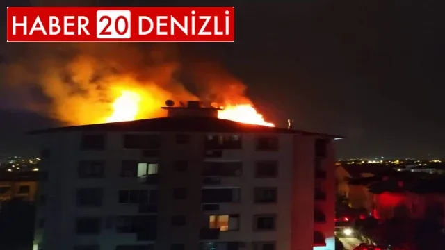 Çatıyı saran alevler apartman sakinlerine koru dolu anlar yaşattı