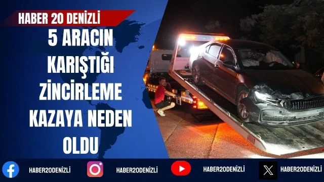 Tali yoldan çıkan otomobil 5 aracın karıştığı zincirleme kazaya neden oldu