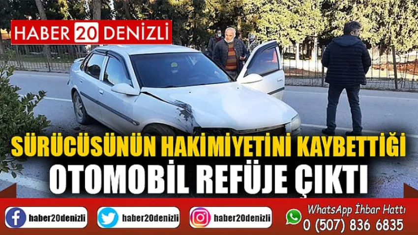 Sürücüsünün hakimiyetini kaybettiği otomobil refüje çıktı
