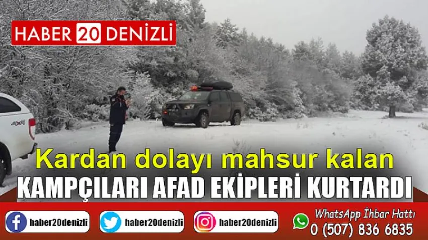 Kardan dolayı mahsur kalan kampçıları AFAD ekipleri kurtardı