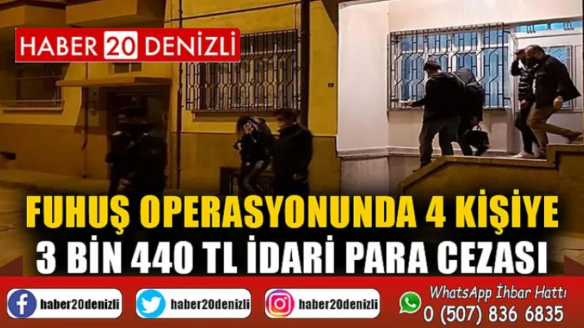 Fuhuş operasyonunda 4 kişiye 3 bin 440 TL idari para cezası