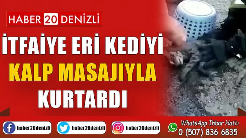 İtfaiye eri kediyi kalp masajıyla kurtardı