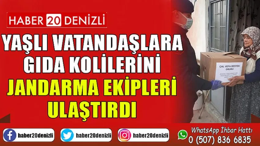 Yaşlı vatandaşlara gıda kolilerini jandarma ekipleri ulaştırdı